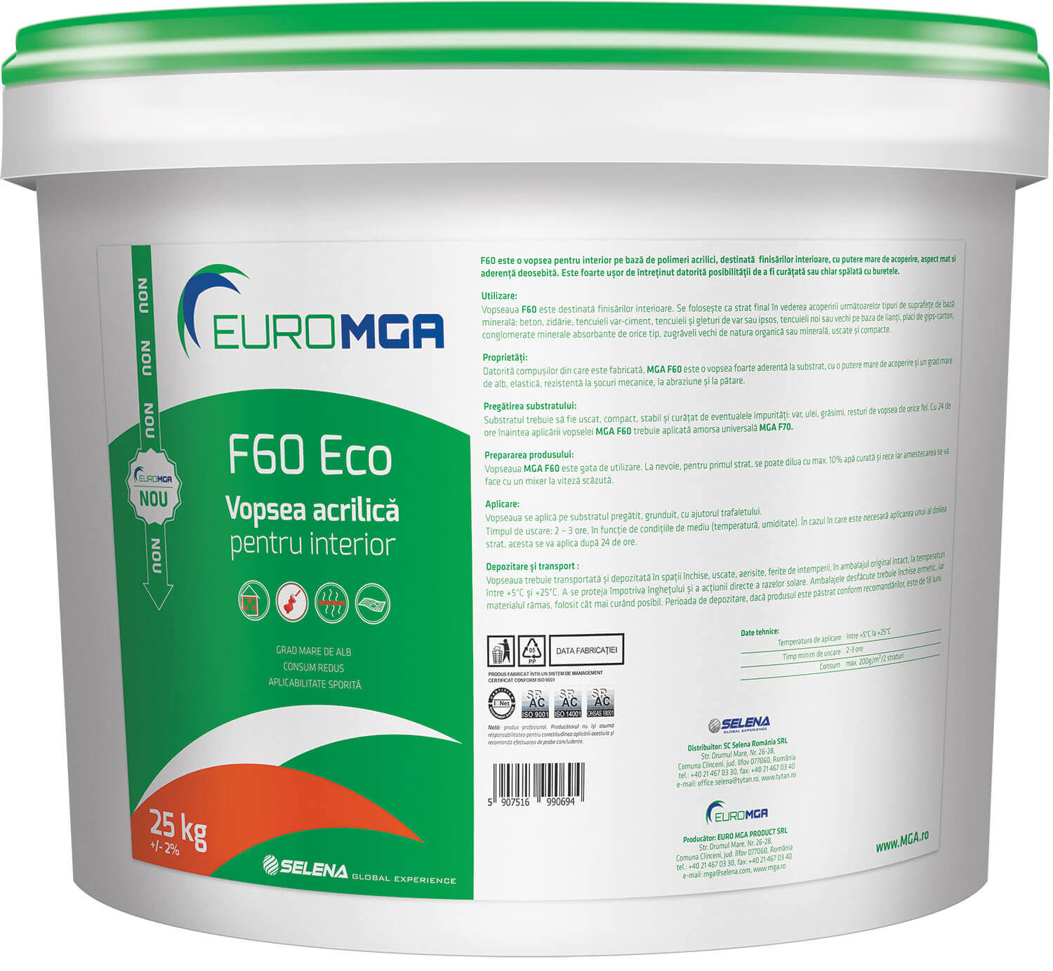 EURO MGA F60 Eco vopsea acrilică pentru interior